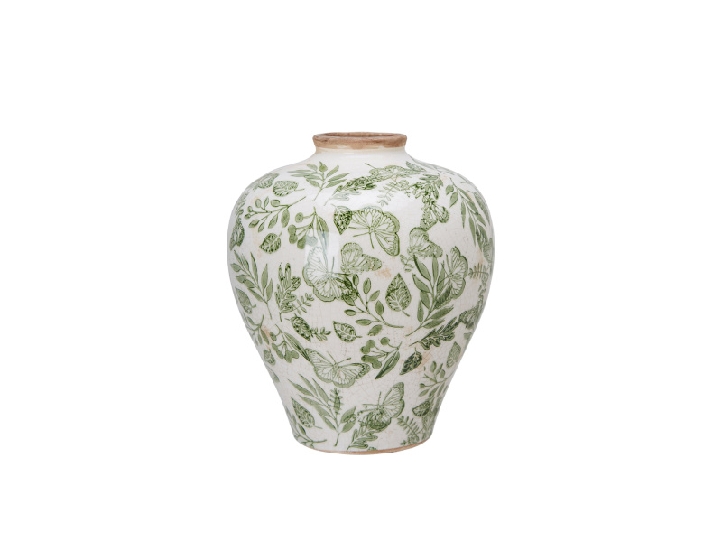 Inspirerande bild på Vas Melinda i färgen vit/grön tillverkad av Stengods från Wikholm form.