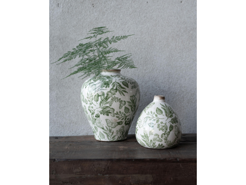 Produktbild på Vas Melinda i färgen vit/grön tillverkad av Stengods från Wikholm form.