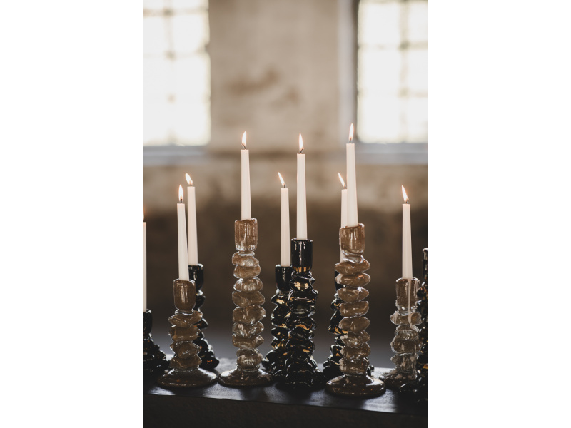 Bild på Ljusstake Carmella Brun 12x34 i färgen brun tillverkad av Glas från Jakobsdals.