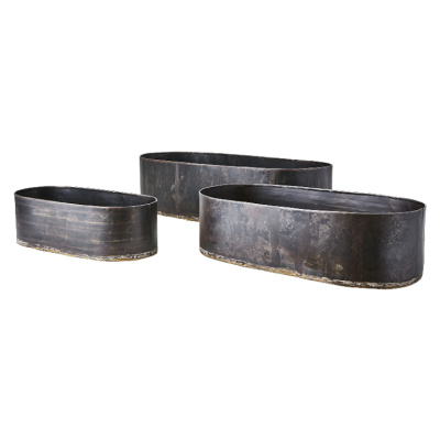 Bild på Blomlåda Hector set om 3 i färgen svart tillverkad av Återvunnet järn från Affari of Sweden.