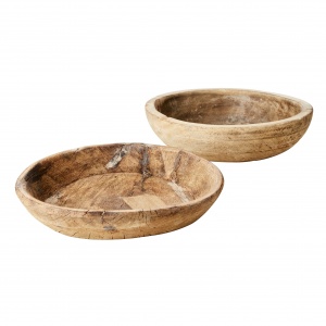 2 st treasure skålar av återvunnet trä frilagda.