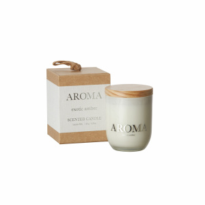 Aroma Doftljus Exotic amber L Frilagd  mot vit bakgrund.