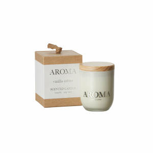 Aroma Doftljus Vanilla creme L Frilagd  mot vit bakgrund.
